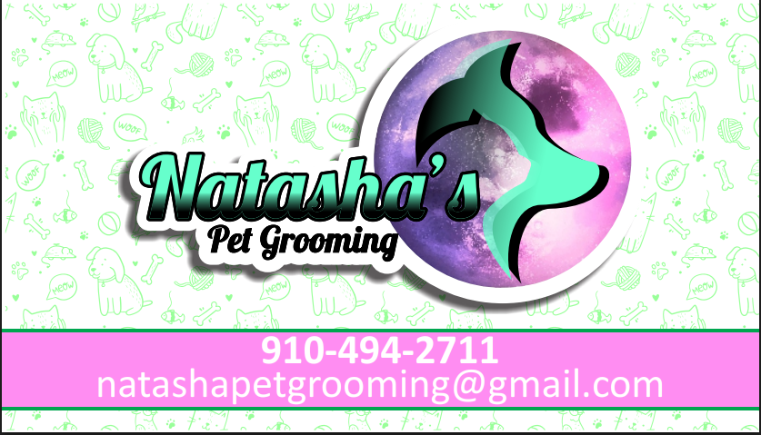 Natasha's Pet Grooming business card